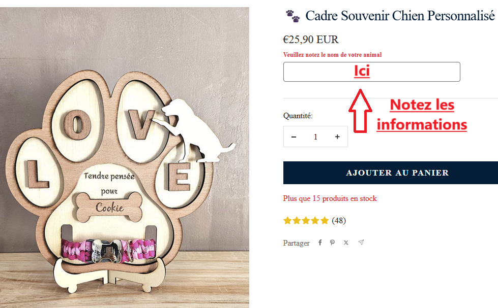 🐶 Cadre Hommage Chien Personnalisable