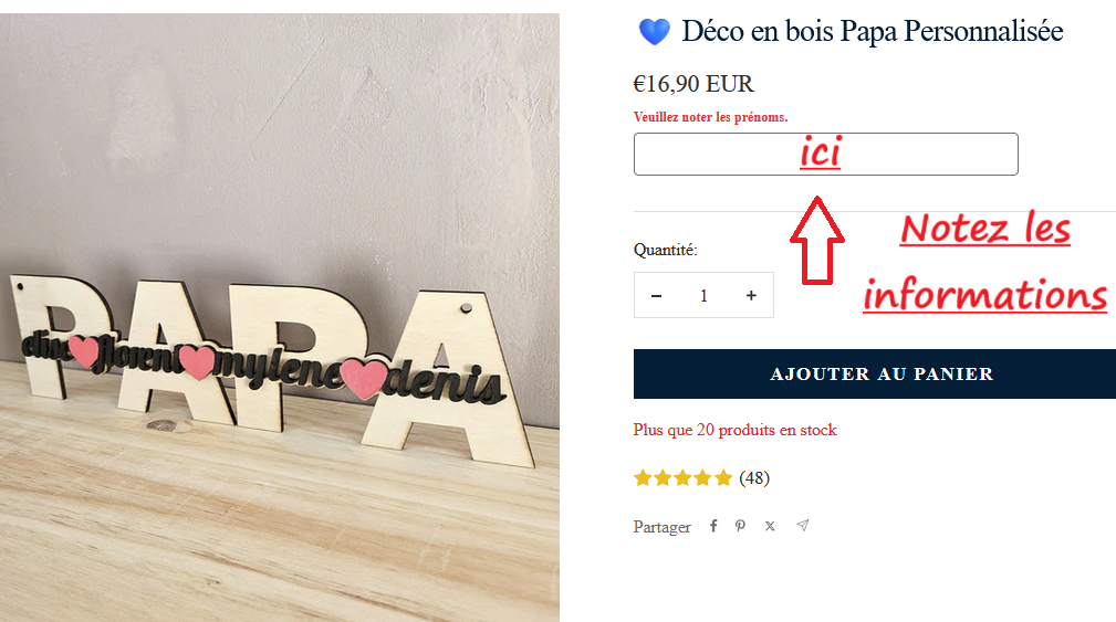 đ DĂ©co Papa - Nom enfant Personnalisable