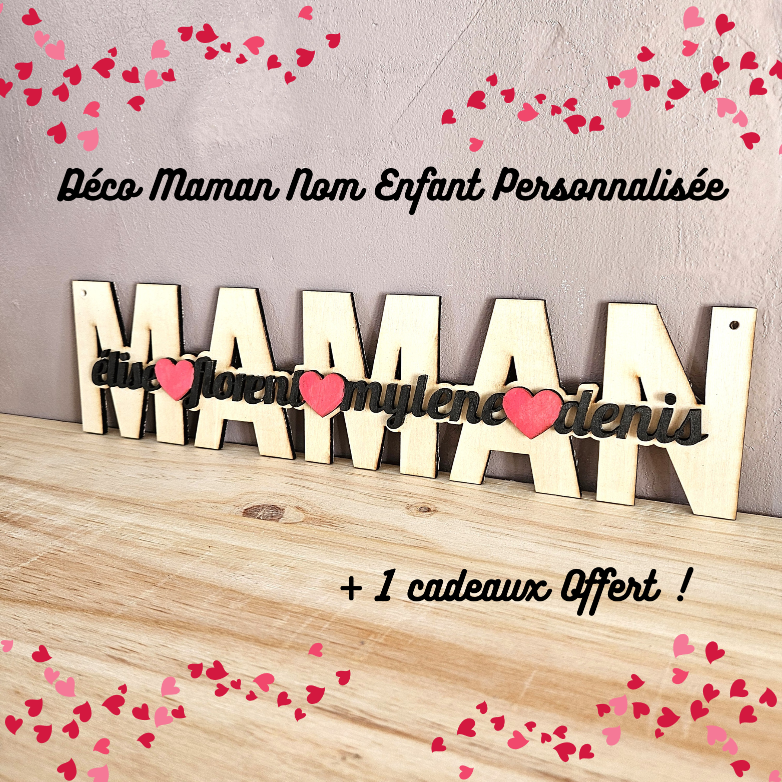 ❤️ Mot " Maman " Nom enfant Personnalisable
