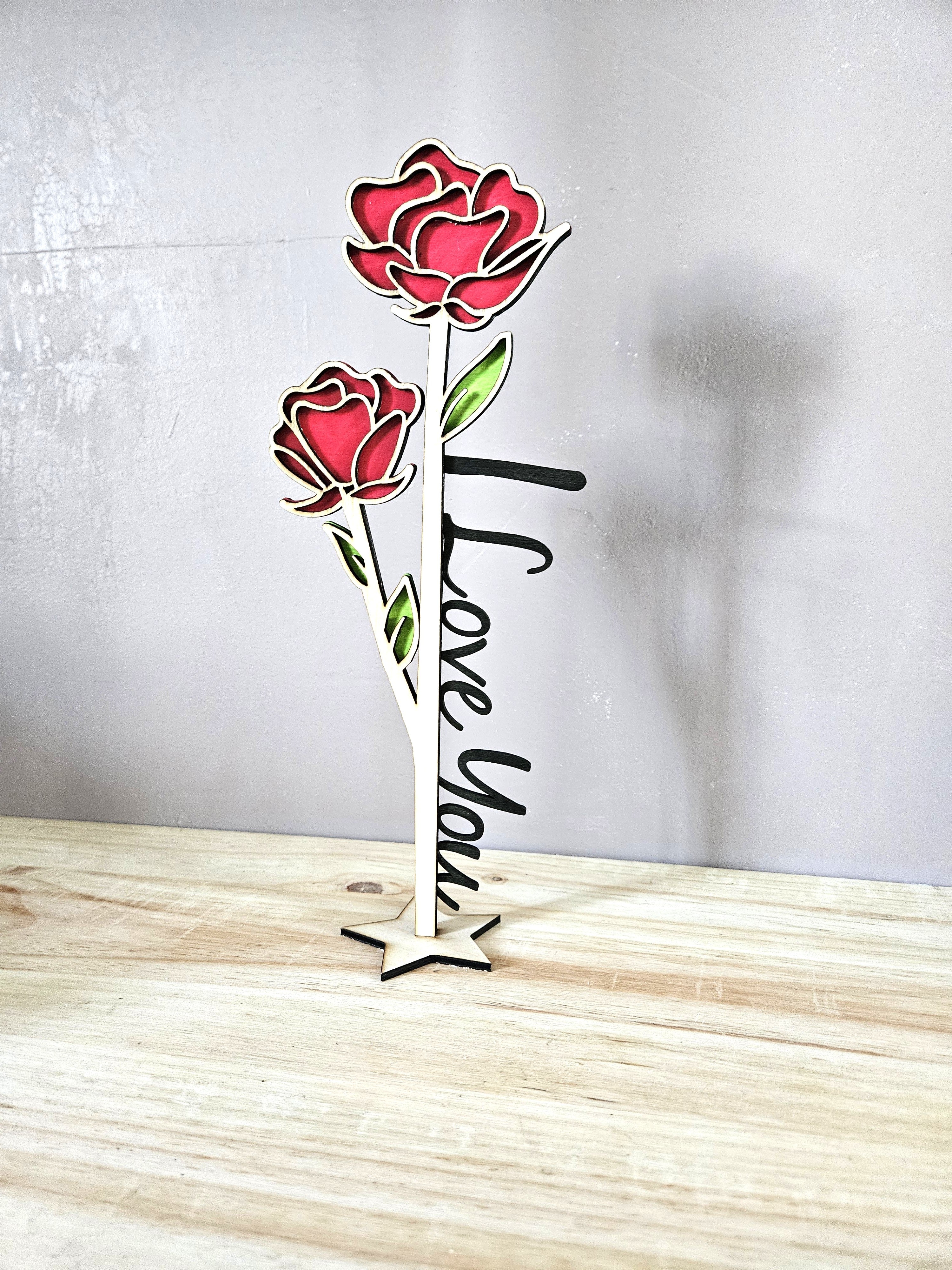 🌹Décoration Rose 3D I Love you