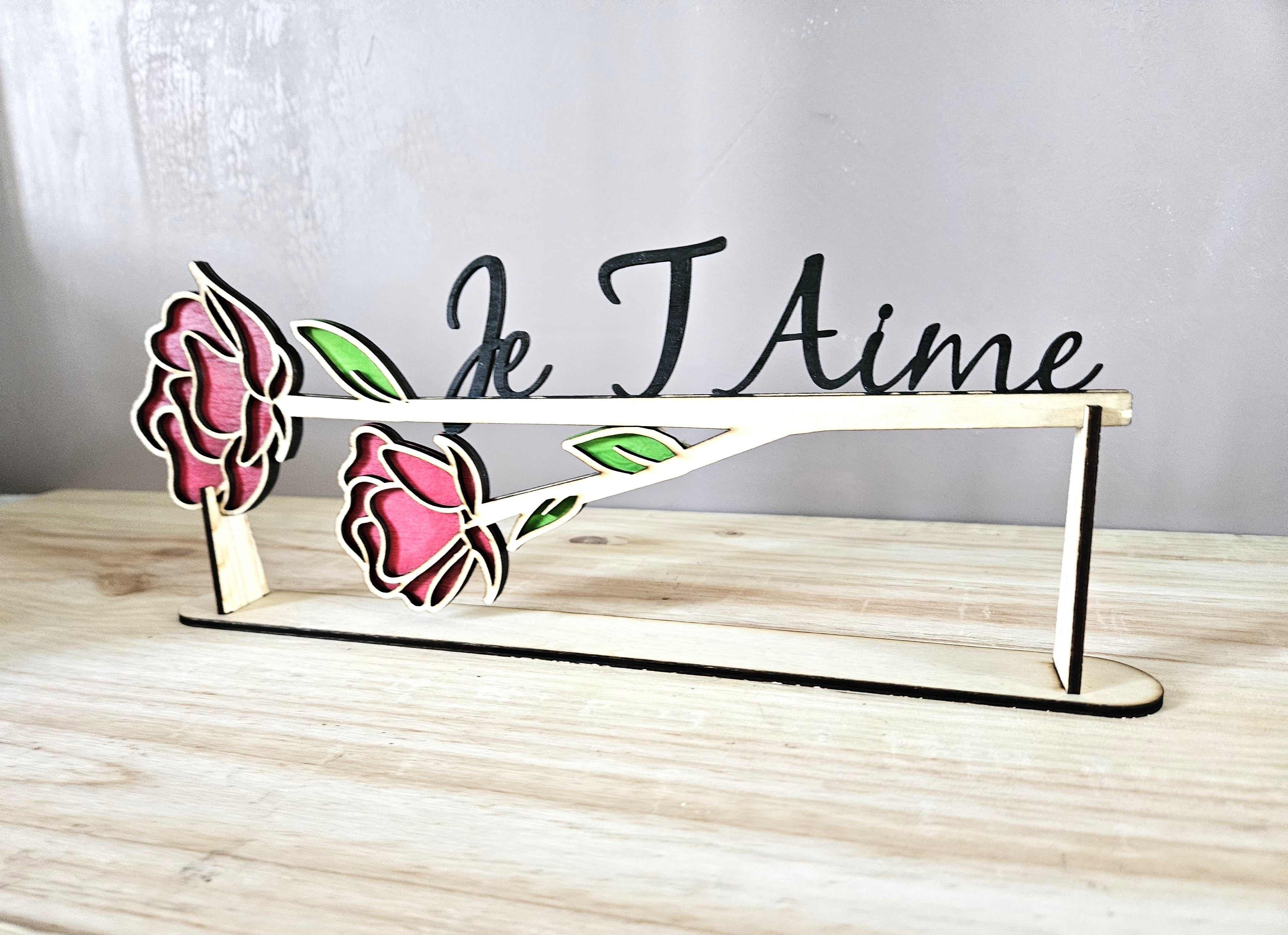 🌹Décoration Rose 3D Je t'aime