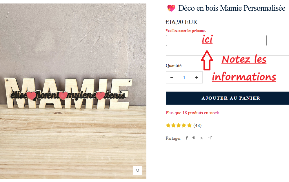 💖 Déco Mamie Nom enfant Personnalisable