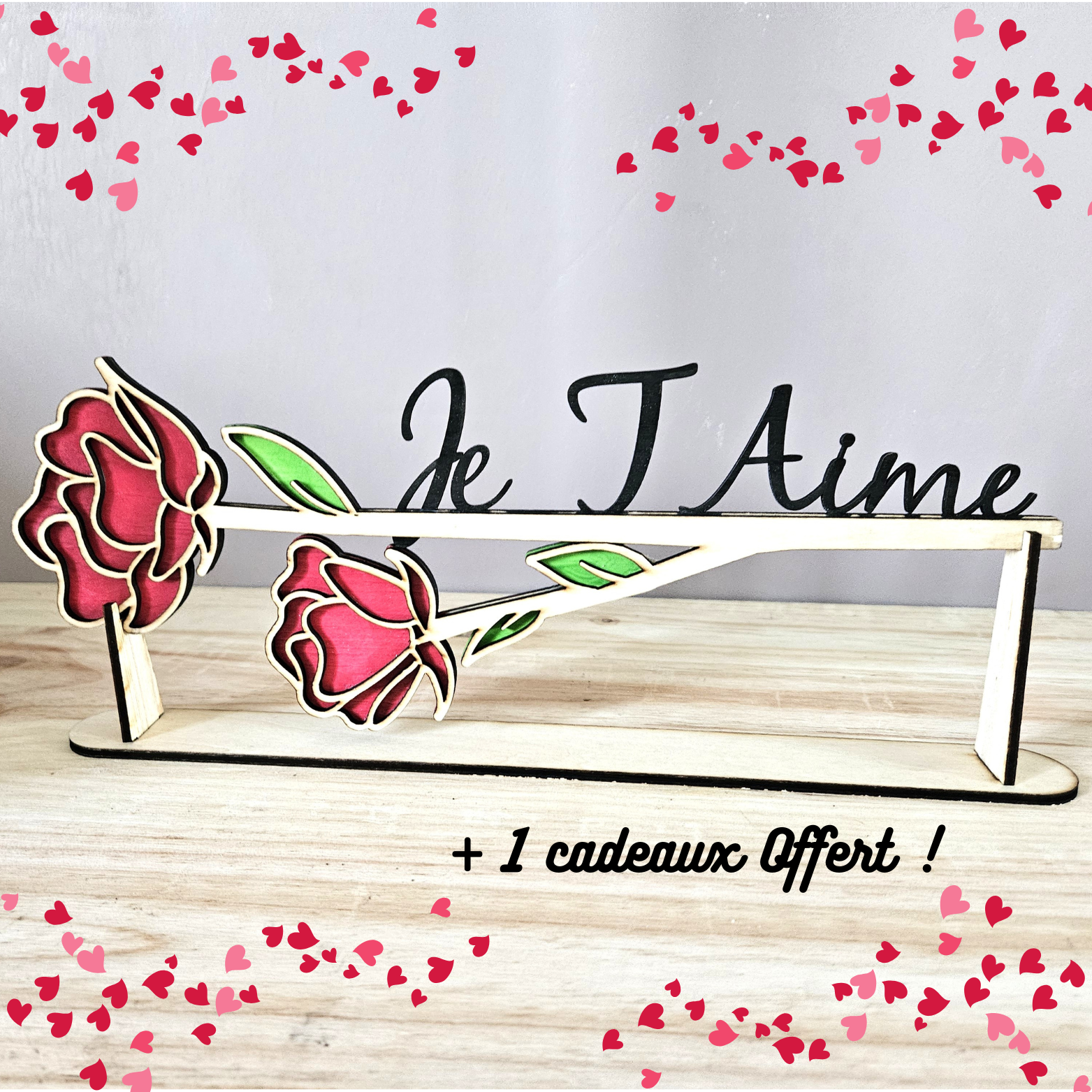 🌹Décoration Rose 3D Je t'aime